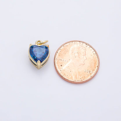 16K Gold Filled 12mm Birthstone CZ Heart Charm | Charms-01184 ~ Charms-01195