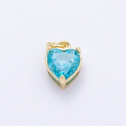 16K Gold Filled 12mm Birthstone CZ Heart Charm | Charms-01184 ~ Charms-01195