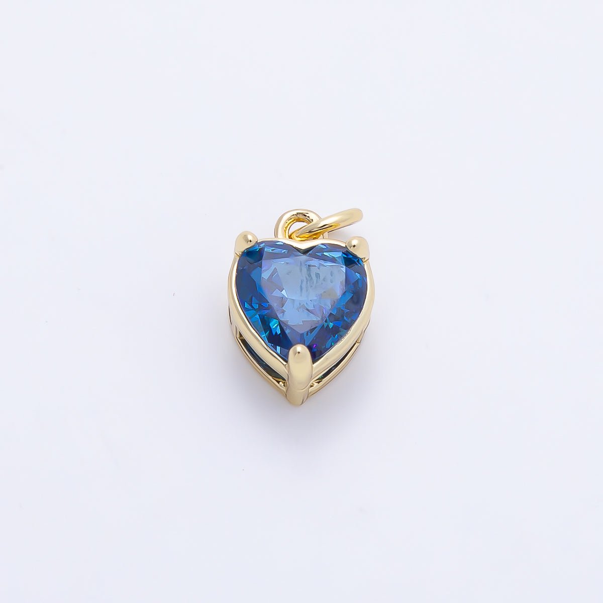 16K Gold Filled 12mm Birthstone CZ Heart Charm | Charms-01184 ~ Charms-01195