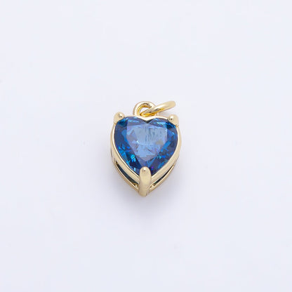 16K Gold Filled 12mm Birthstone CZ Heart Charm | Charms-01184 ~ Charms-01195