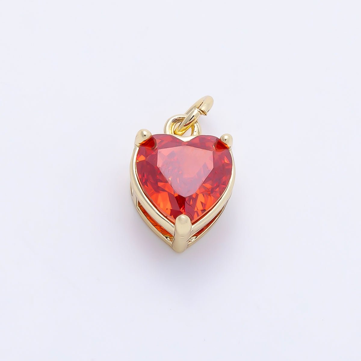 16K Gold Filled 12mm Birthstone CZ Heart Charm | Charms-01184 ~ Charms-01195