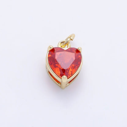 16K Gold Filled 12mm Birthstone CZ Heart Charm | Charms-01184 ~ Charms-01195