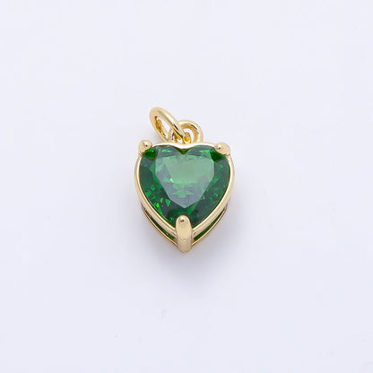 16K Gold Filled 12mm Birthstone CZ Heart Charm | Charms-01184 ~ Charms-01195