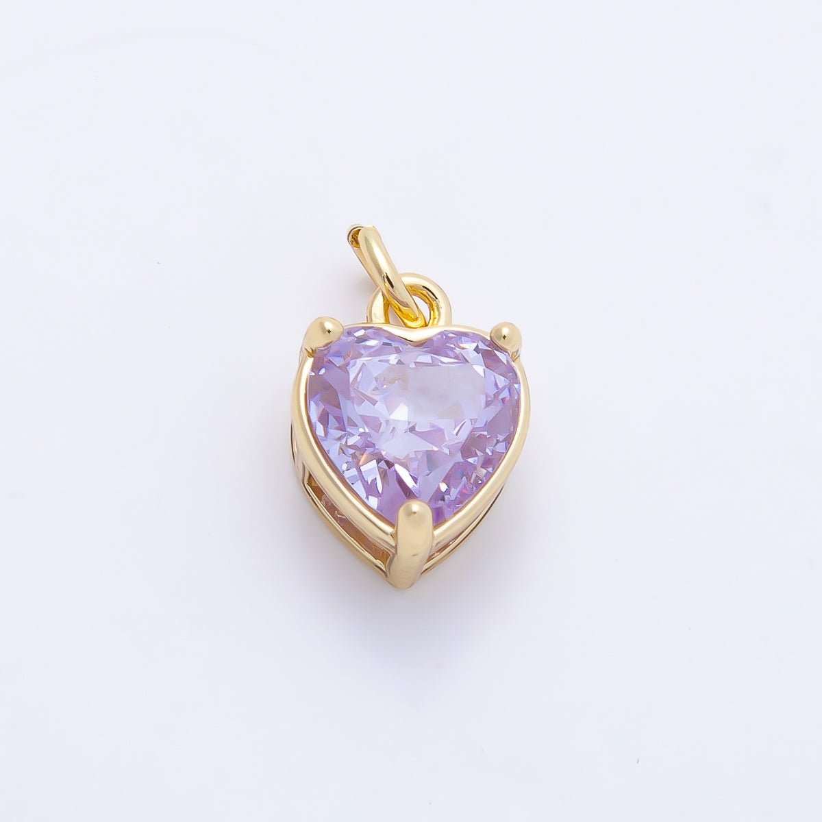 16K Gold Filled 12mm Birthstone CZ Heart Charm | Charms-01184 ~ Charms-01195