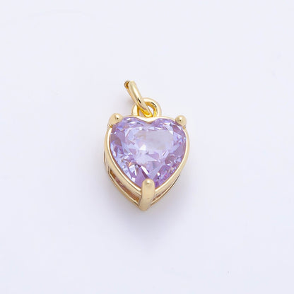 16K Gold Filled 12mm Birthstone CZ Heart Charm | Charms-01184 ~ Charms-01195
