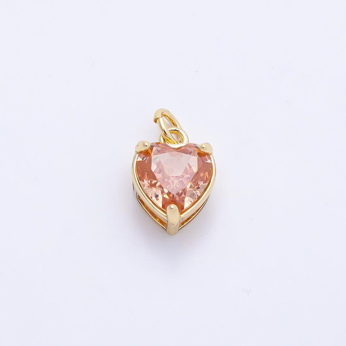 16K Gold Filled 12mm Birthstone CZ Heart Charm | Charms-01184 ~ Charms-01195