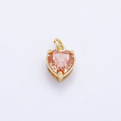 16K Gold Filled 12mm Birthstone CZ Heart Charm | Charms-01184 ~ Charms-01195