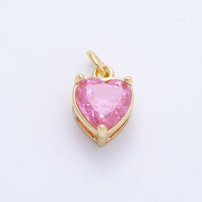 16K Gold Filled 12mm Birthstone CZ Heart Charm | Charms-01184 ~ Charms-01195