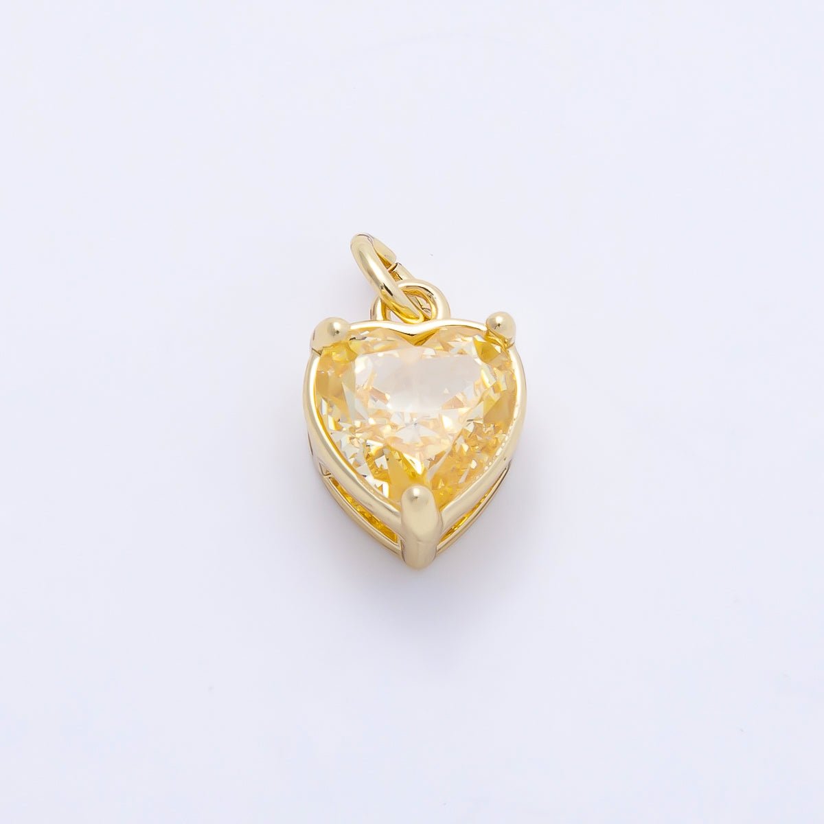 16K Gold Filled 12mm Birthstone CZ Heart Charm | Charms-01184 ~ Charms-01195