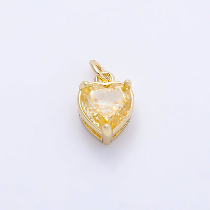 16K Gold Filled 12mm Birthstone CZ Heart Charm | Charms-01184 ~ Charms-01195