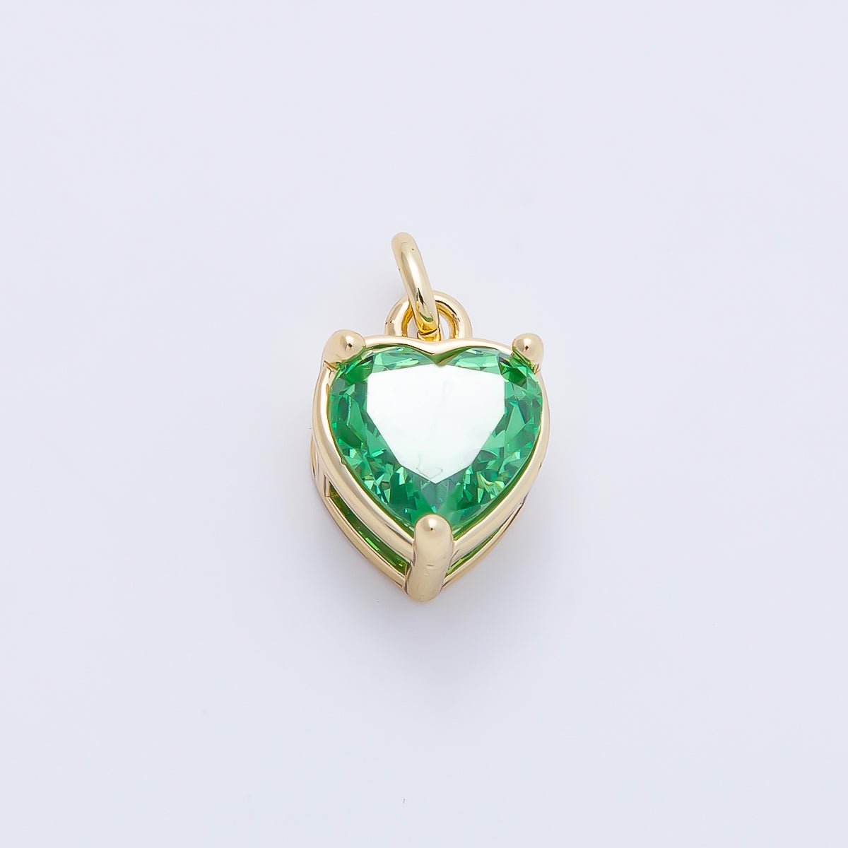 16K Gold Filled 12mm Birthstone CZ Heart Charm | Charms-01184 ~ Charms-01195