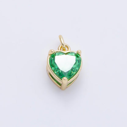 16K Gold Filled 12mm Birthstone CZ Heart Charm | Charms-01184 ~ Charms-01195