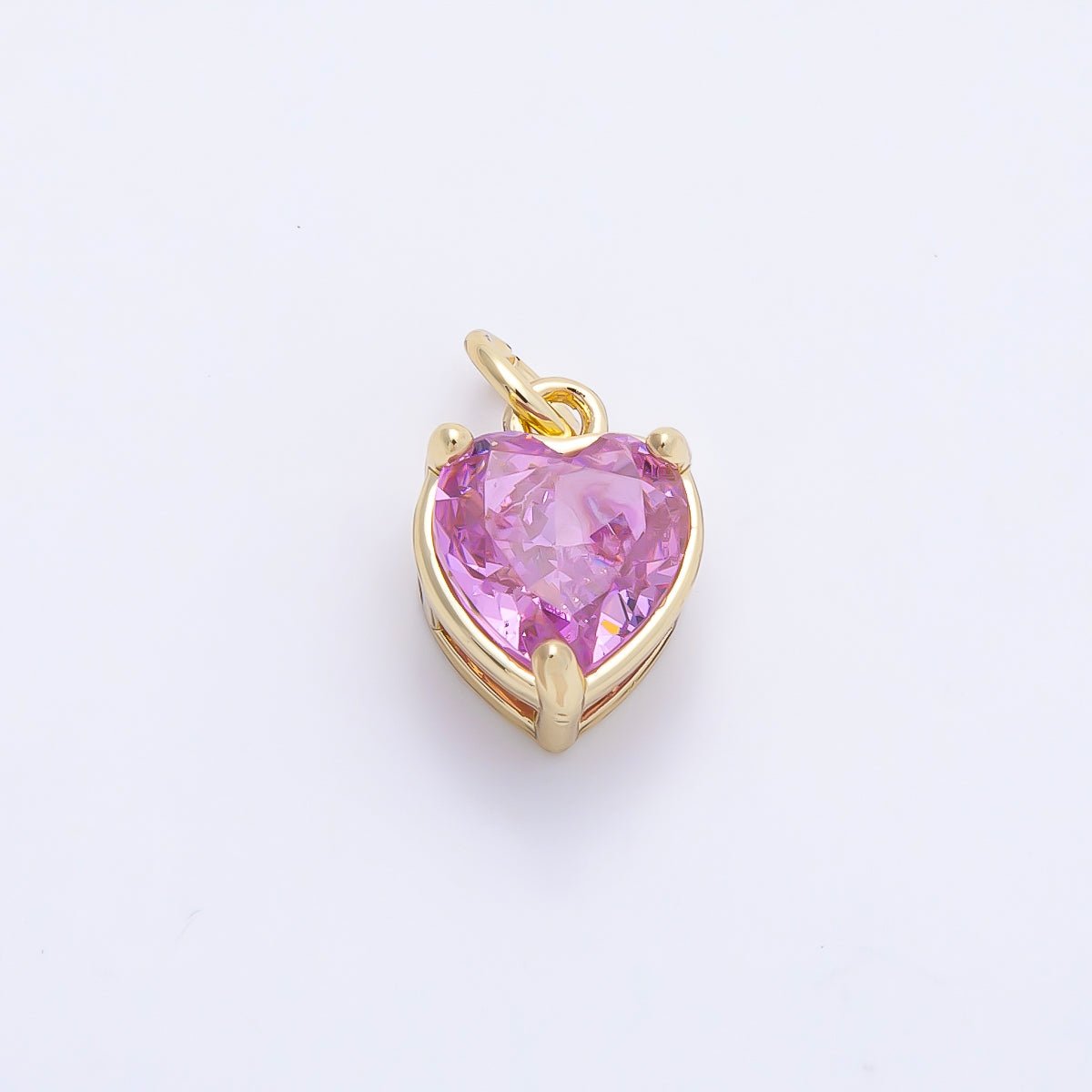 16K Gold Filled 12mm Birthstone CZ Heart Charm | Charms-01184 ~ Charms-01195