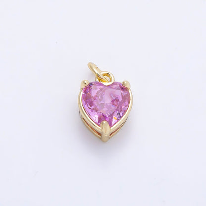 16K Gold Filled 12mm Birthstone CZ Heart Charm | Charms-01184 ~ Charms-01195