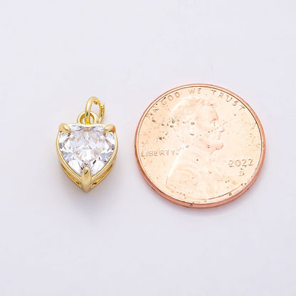 16K Gold Filled 12mm Clear CZ Heart Solitaire Charm | Charms-00818