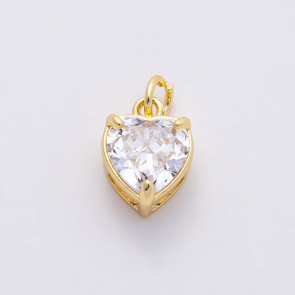 16K Gold Filled 12mm Clear CZ Heart Solitaire Charm | Charms-00818