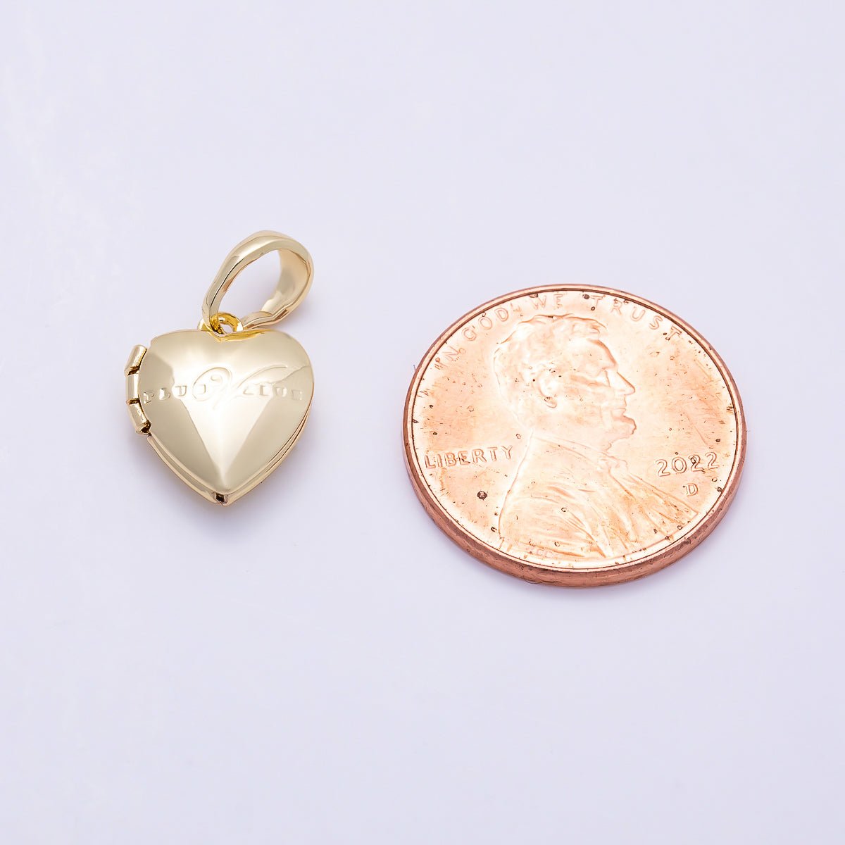 16K Gold Filled 12mm Engraved Chubby Heart Locket Pendant | Charms-01394