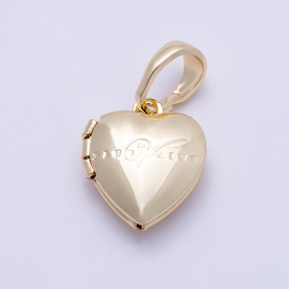 16K Gold Filled 12mm Engraved Chubby Heart Locket Pendant | Charms-01394