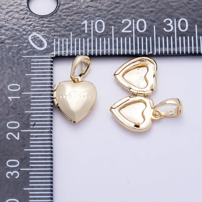 16K Gold Filled 12mm Engraved Chubby Heart Locket Pendant | Charms-01394