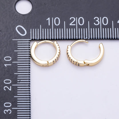 16K Gold Filled 12mm Micro Paved CZ Double Lined Cartilage Huggie | Earrings-00702