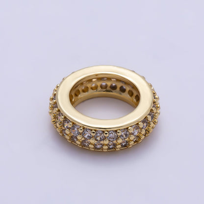 16K Gold Filled 12mm Micro Paved CZ Thin Rondelle Bead | Beads-00482 ~ Beads-00487
