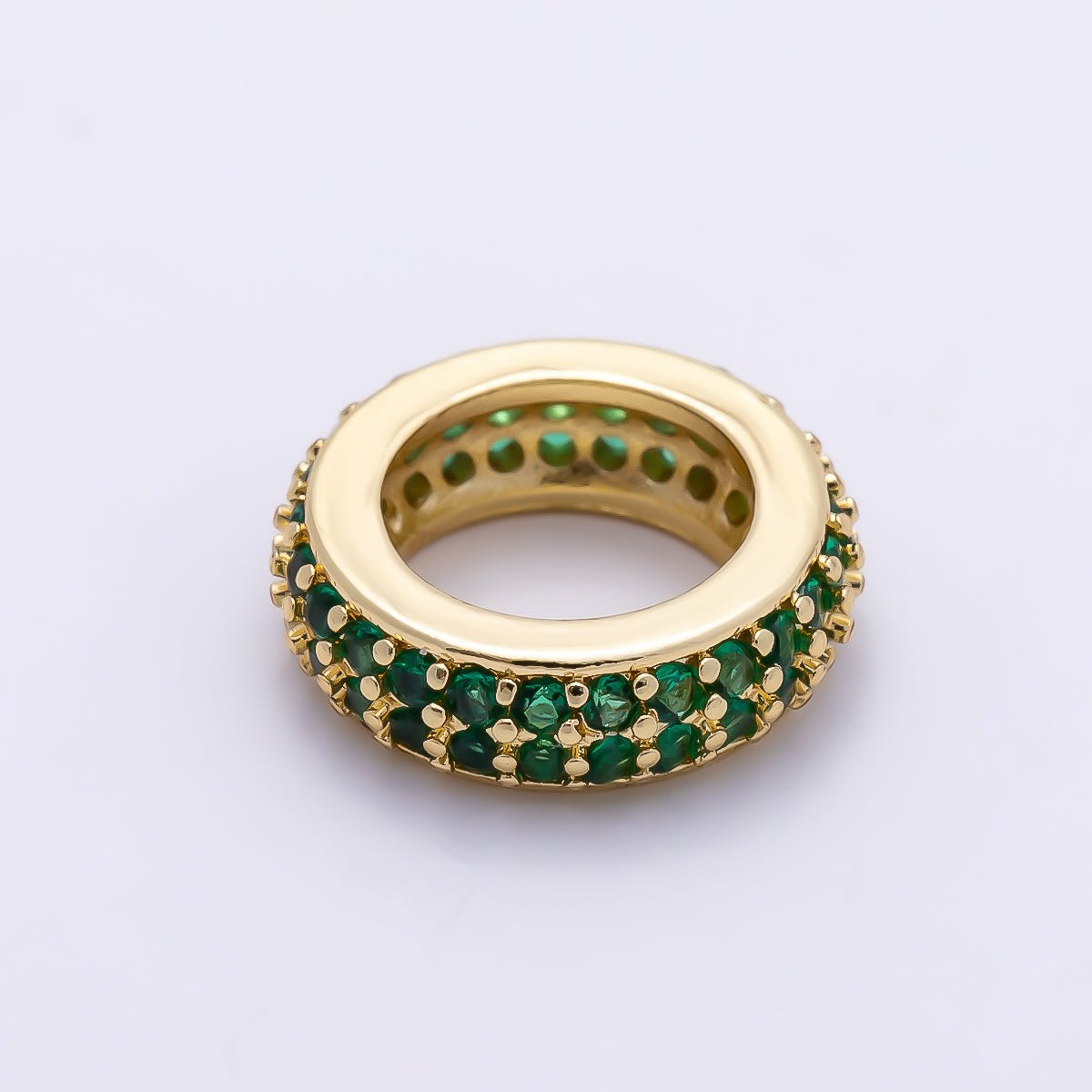 16K Gold Filled 12mm Micro Paved CZ Thin Rondelle Bead | Beads-00482 ~ Beads-00487