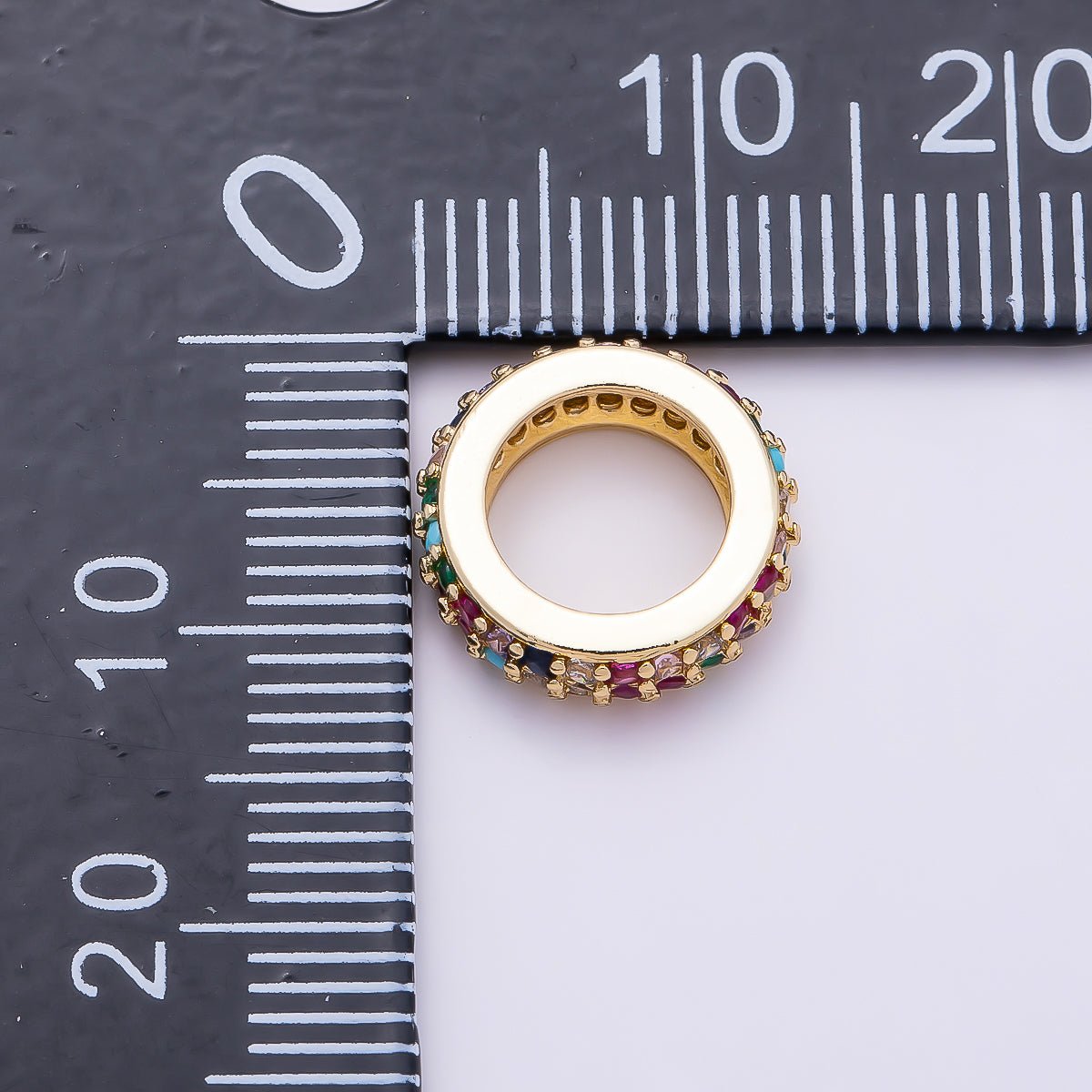 16K Gold Filled 12mm Micro Paved CZ Thin Rondelle Bead | Beads-00482 ~ Beads-00487