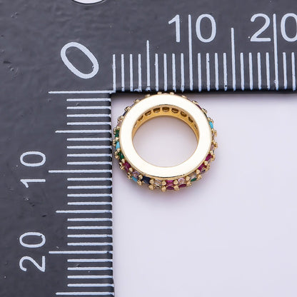 16K Gold Filled 12mm Micro Paved CZ Thin Rondelle Bead | Beads-00482 ~ Beads-00487