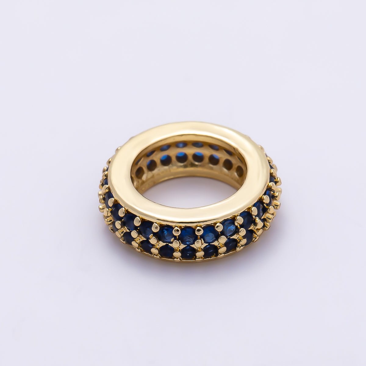 16K Gold Filled 12mm Micro Paved CZ Thin Rondelle Bead | Beads-00482 ~ Beads-00487