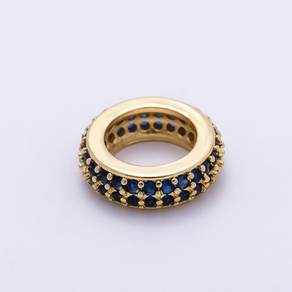 16K Gold Filled 12mm Micro Paved CZ Thin Rondelle Bead | Beads-00482 ~ Beads-00487