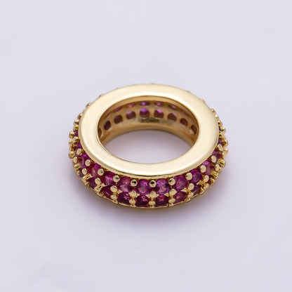 16K Gold Filled 12mm Micro Paved CZ Thin Rondelle Bead | Beads-00482 ~ Beads-00487