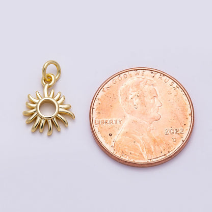 16K Gold Filled 12mm Minimalist Celestial Sun Ray Charm | Charms-01482