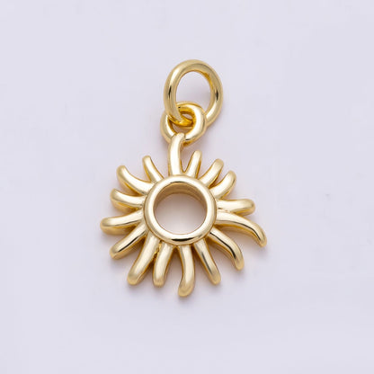 16K Gold Filled 12mm Minimalist Celestial Sun Ray Charm | Charms-01482