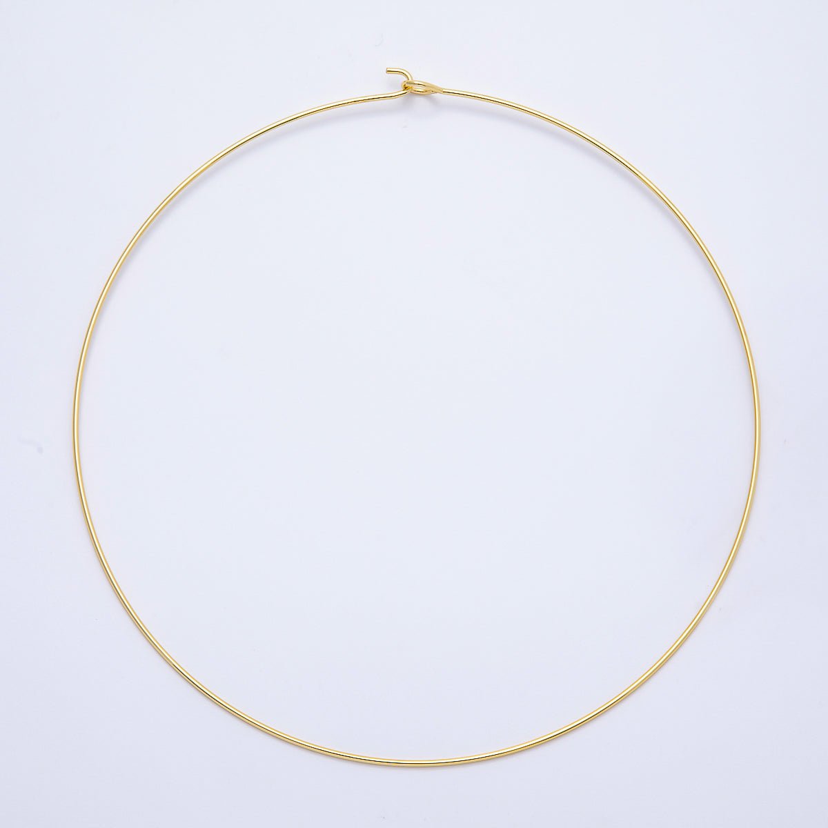 16K Gold Filled 1.2mm Minimalist Thin Torque Tube Floating Collar Necklace in Gold &amp; Silver | WA-04444 WA-04445
