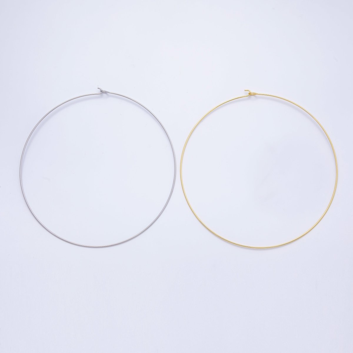 16K Gold Filled 1.2mm Minimalist Thin Torque Tube Floating Collar Necklace in Gold &amp; Silver | WA-04444 WA-04445