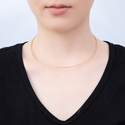 16K Gold Filled 1.2mm Minimalist Thin Torque Tube Floating Collar Necklace in Gold &amp; Silver | WA-04444 WA-04445