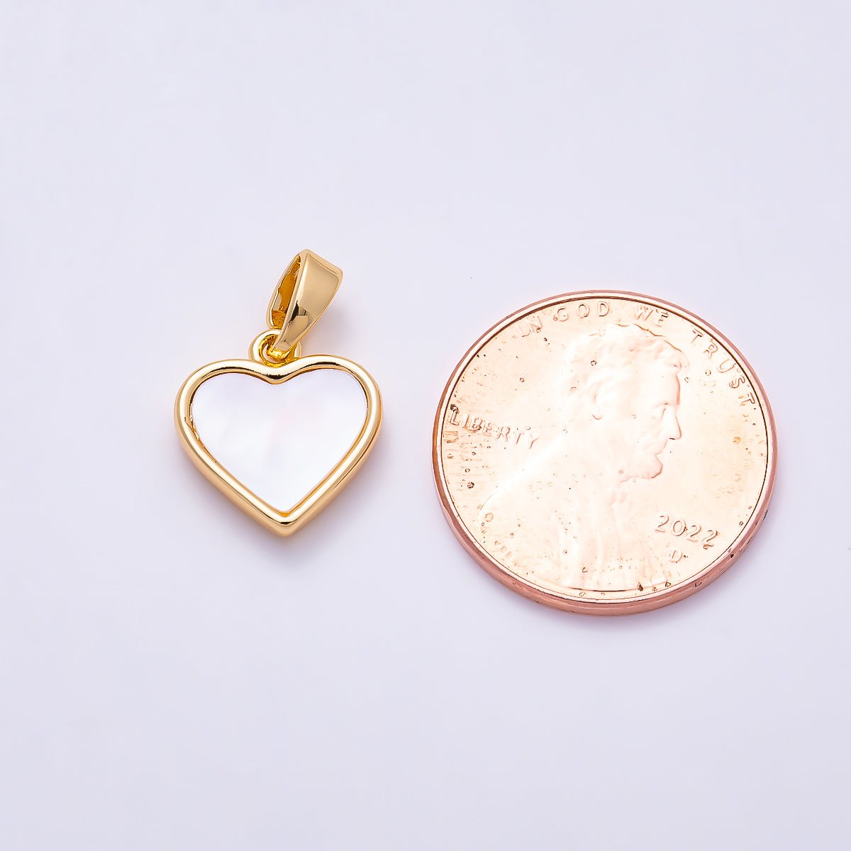 16K Gold Filled 12mm Shell Pearl Heart Bezel Charm | Charms-01503