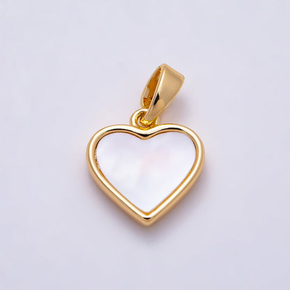 16K Gold Filled 12mm Shell Pearl Heart Bezel Charm | Charms-01503