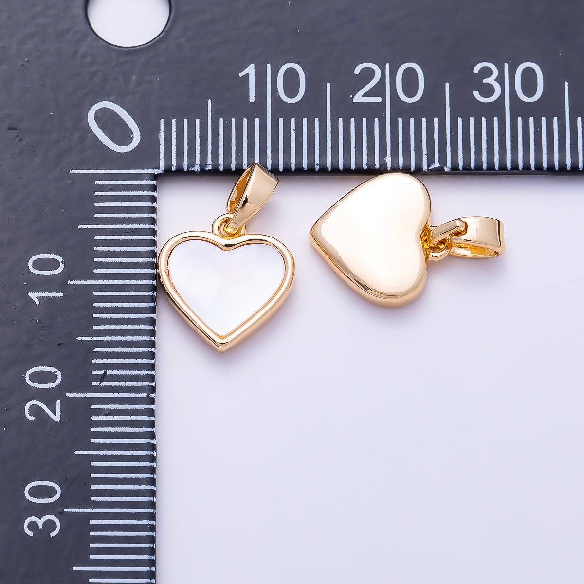 16K Gold Filled 12mm Shell Pearl Heart Bezel Charm | Charms-01503