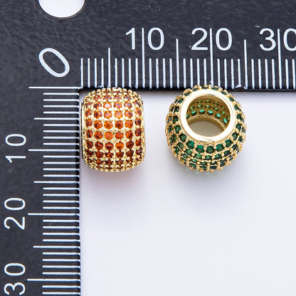 16K Gold Filled 12mm Wide Micro Paved CZ Birthstone Spacer Set | Beads-00039 - Beads-00050