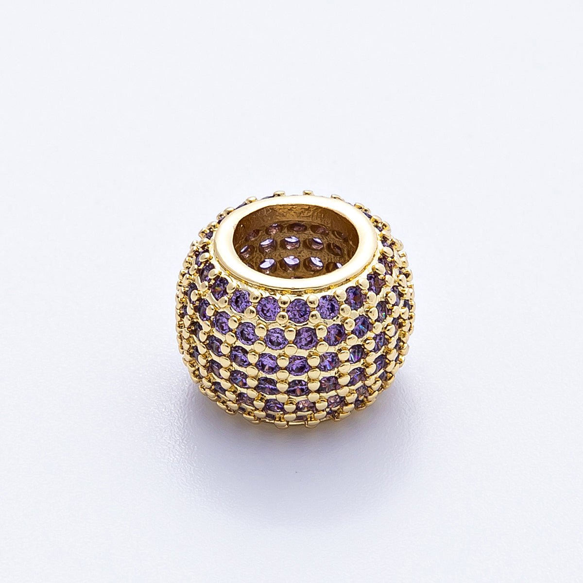 16K Gold Filled 12mm Wide Micro Paved CZ Birthstone Spacer Set | Beads-00039 - Beads-00050