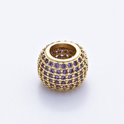 16K Gold Filled 12mm Wide Micro Paved CZ Birthstone Spacer Set | Beads-00039 - Beads-00050