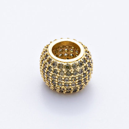 16K Gold Filled 12mm Wide Micro Paved CZ Birthstone Spacer Set | Beads-00039 - Beads-00050