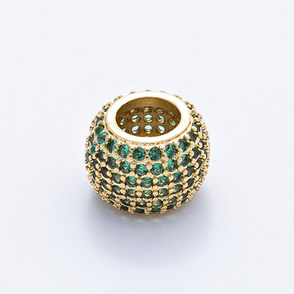 16K Gold Filled 12mm Wide Micro Paved CZ Birthstone Spacer Set | Beads-00039 - Beads-00050