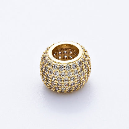 16K Gold Filled 12mm Wide Micro Paved CZ Birthstone Spacer Set | Beads-00039 - Beads-00050