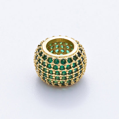 16K Gold Filled 12mm Wide Micro Paved CZ Birthstone Spacer Set | Beads-00039 - Beads-00050