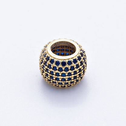 16K Gold Filled 12mm Wide Micro Paved CZ Birthstone Spacer Set | Beads-00039 - Beads-00050