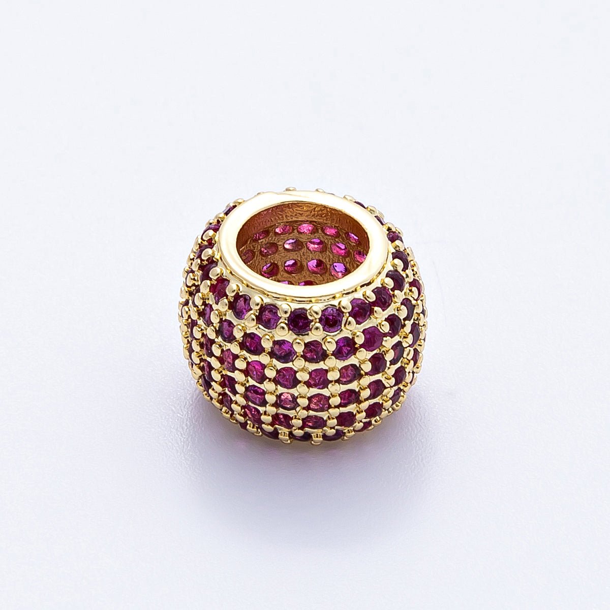 16K Gold Filled 12mm Wide Micro Paved CZ Birthstone Spacer Set | Beads-00039 - Beads-00050