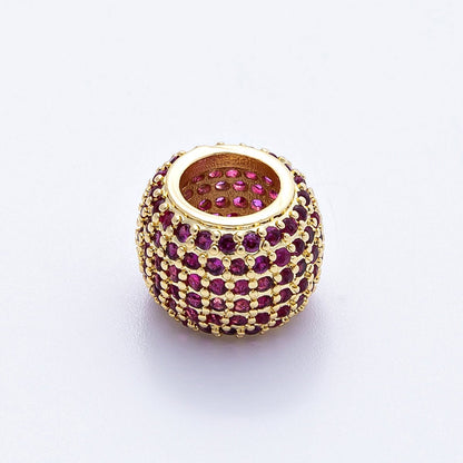 16K Gold Filled 12mm Wide Micro Paved CZ Birthstone Spacer Set | Beads-00039 - Beads-00050