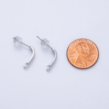 16K Gold Filled 13.5mm Micro Paved CZ Linear Drop Stud Earrings in Gold &amp; Silver | Findings-00094 Findings-00093